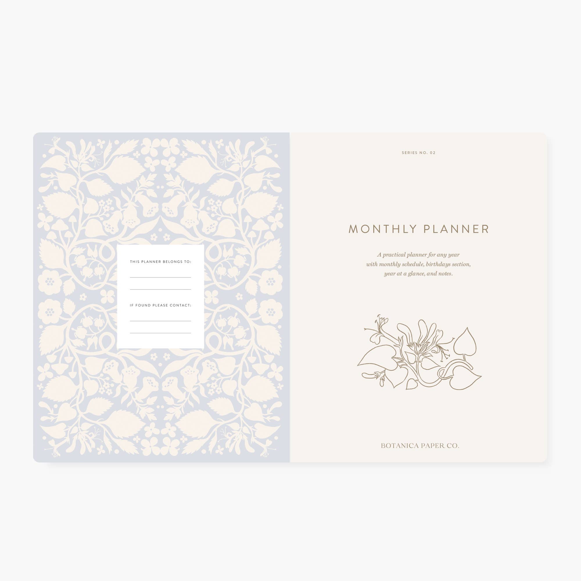 BLUE FLORAL | UNDATED MONTHLY PLANNER - Gather Goods Co.
