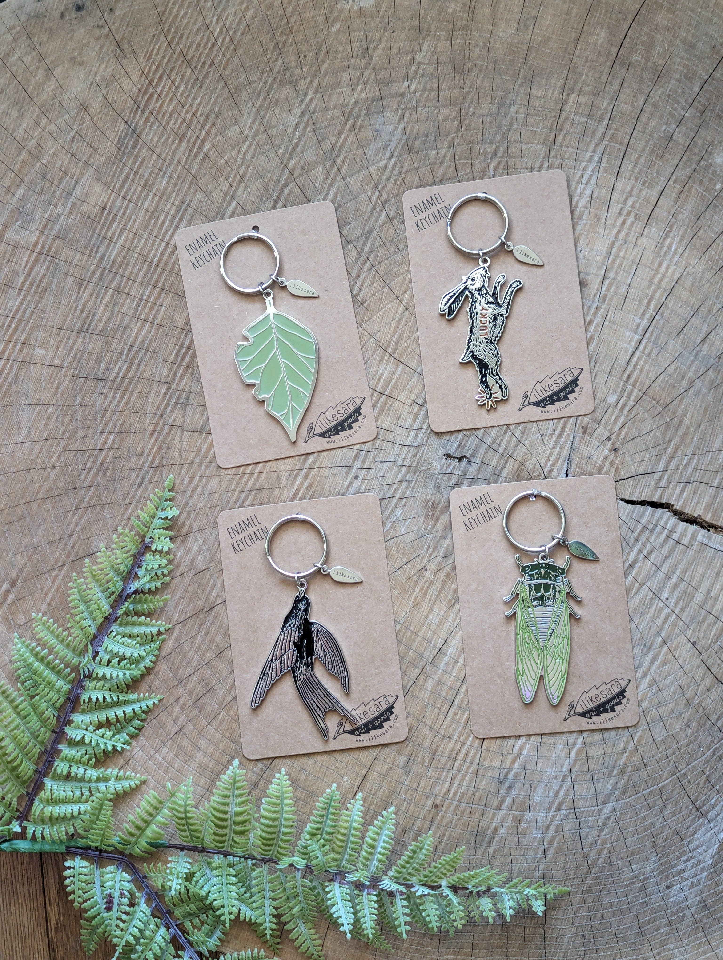 Lucky Rabbit Foot Keychain, Metal enamel keychain, Purse Charm - Gather Goods Co.