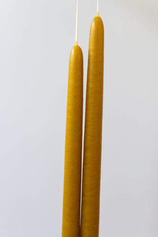 12" Mustard Taper Candle, Set of 2, Unscented