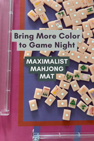 Maximalist Mahjong Mat - Bring More Color to Game Night with Peach Tiles and a Hot Pink and Lavender Mahjong Mat