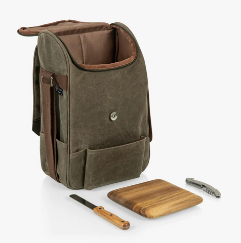 Waxed Canvas 2 Bottle Wine Cooler Backpack Cheese Kit Gather Goods Co