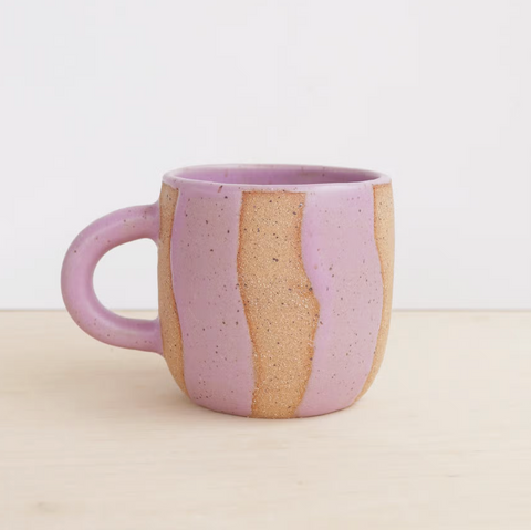 Striped Coffee Mug Lilac Wavy Lines