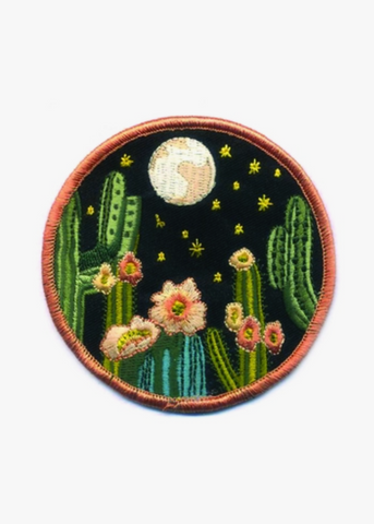 Night Cactus Embroidered Iron On Patch