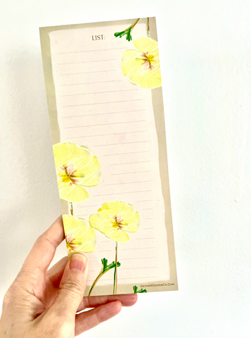 To Do List Notepad, Yellow Poppy Flowers