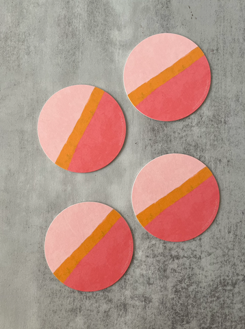 Pink Sunset Coasters, Set of Four