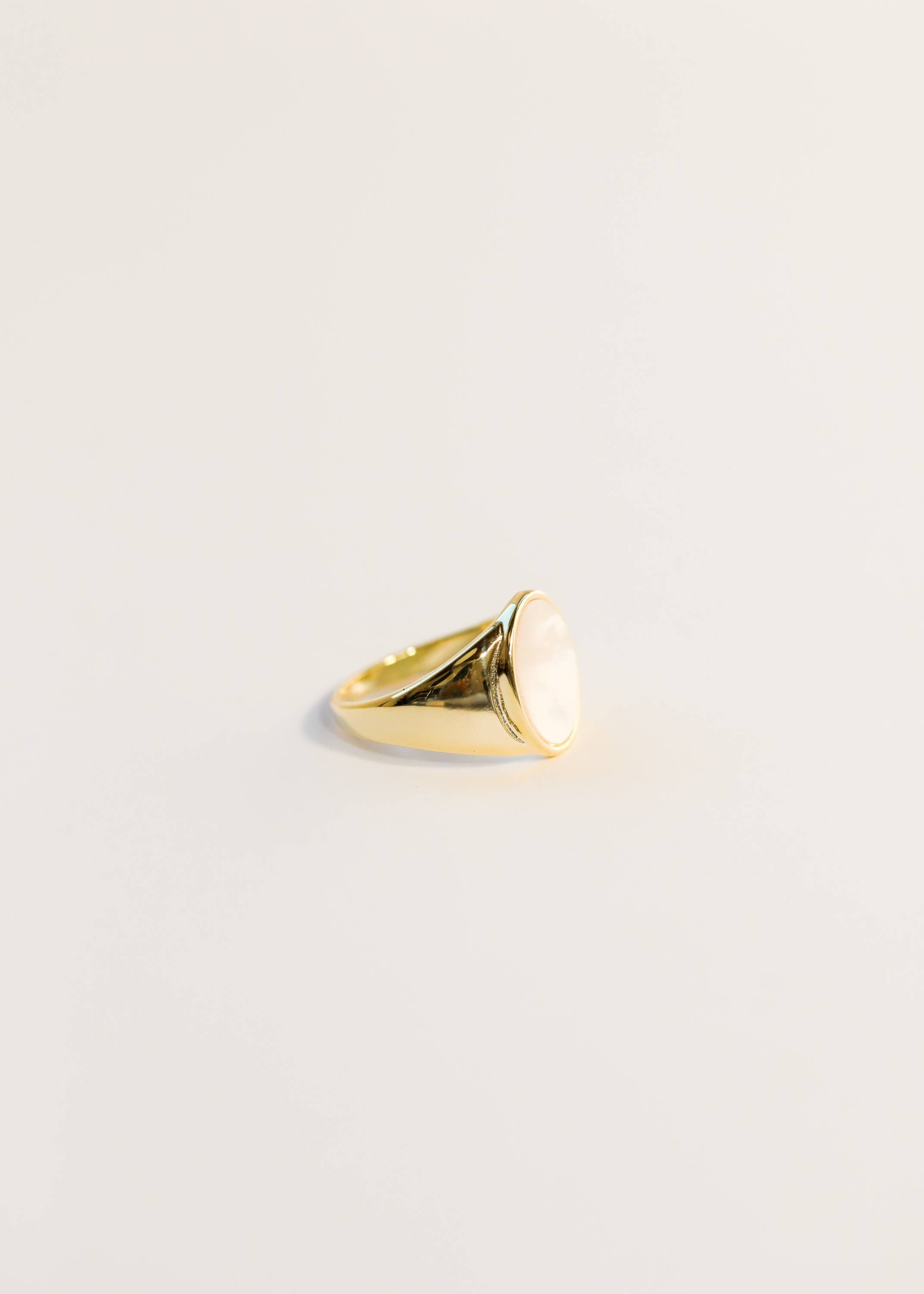 Gold Rings - Mother of Pearl Signet - Gather Goods Co.