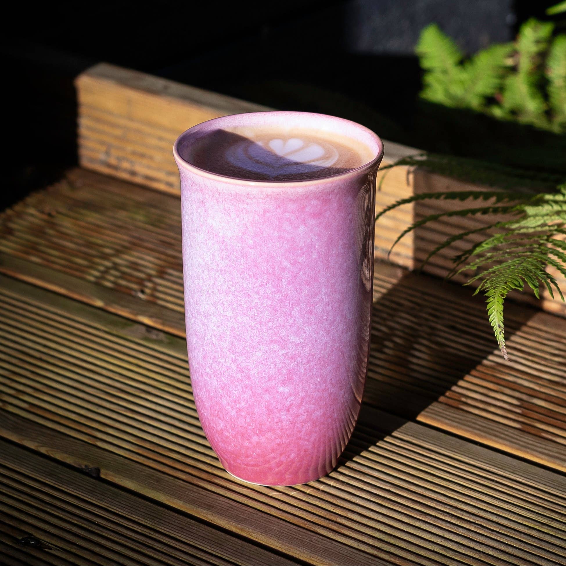 Mauve Ombre Ceramic Travel Mug – 16oz Reusable Cup - Gather Goods Co.
