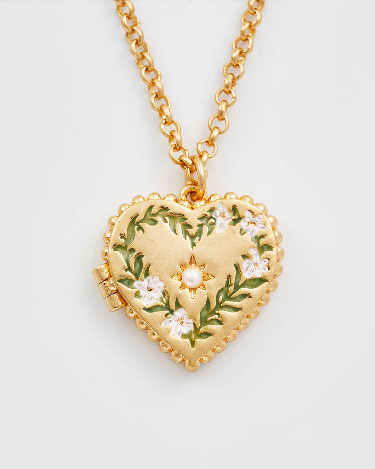 Gaia Lily Heart Locket Necklace - Gather Goods Co.