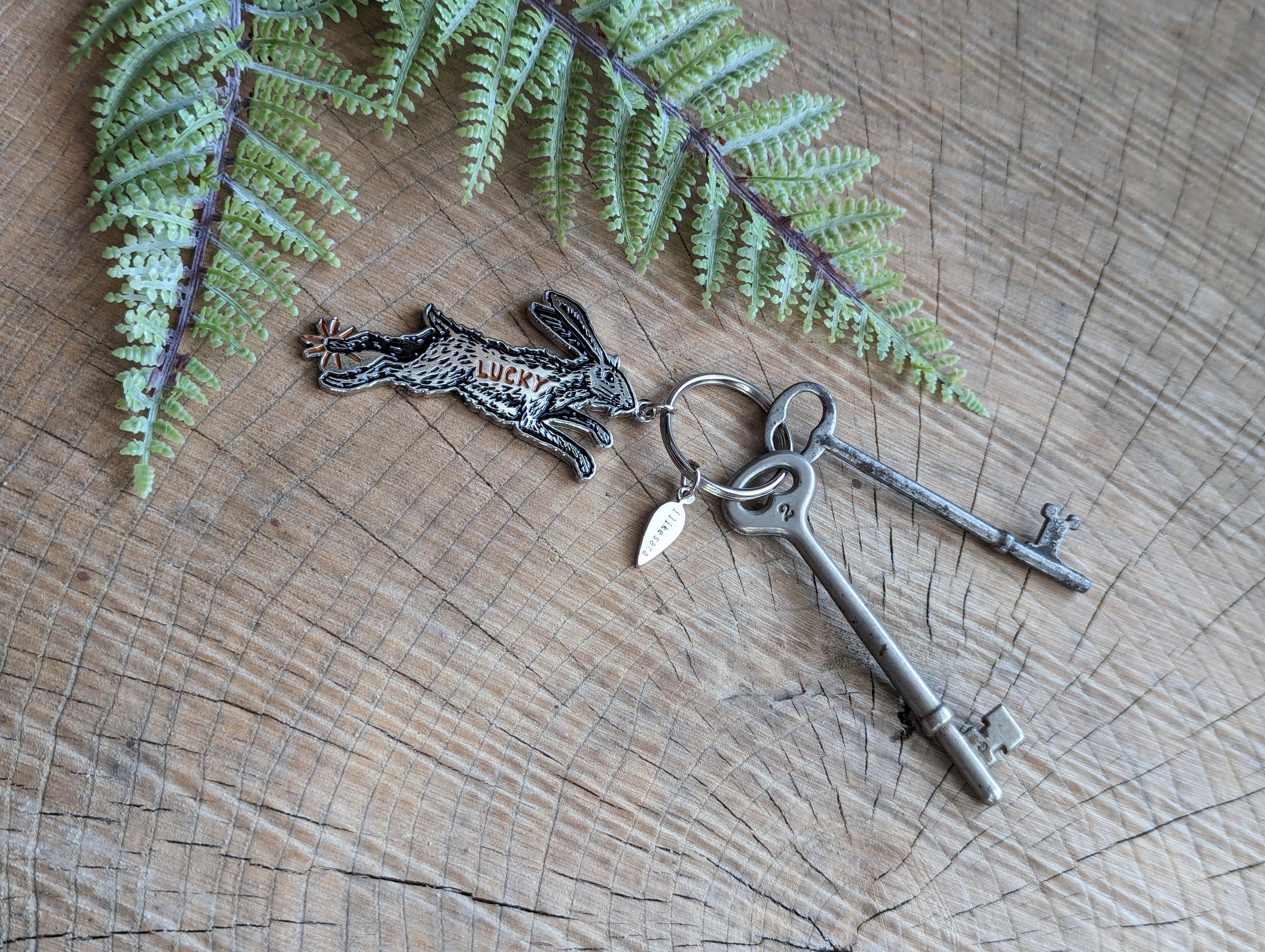 Lucky Rabbit Foot Keychain, Metal enamel keychain, Purse Charm - Gather Goods Co.