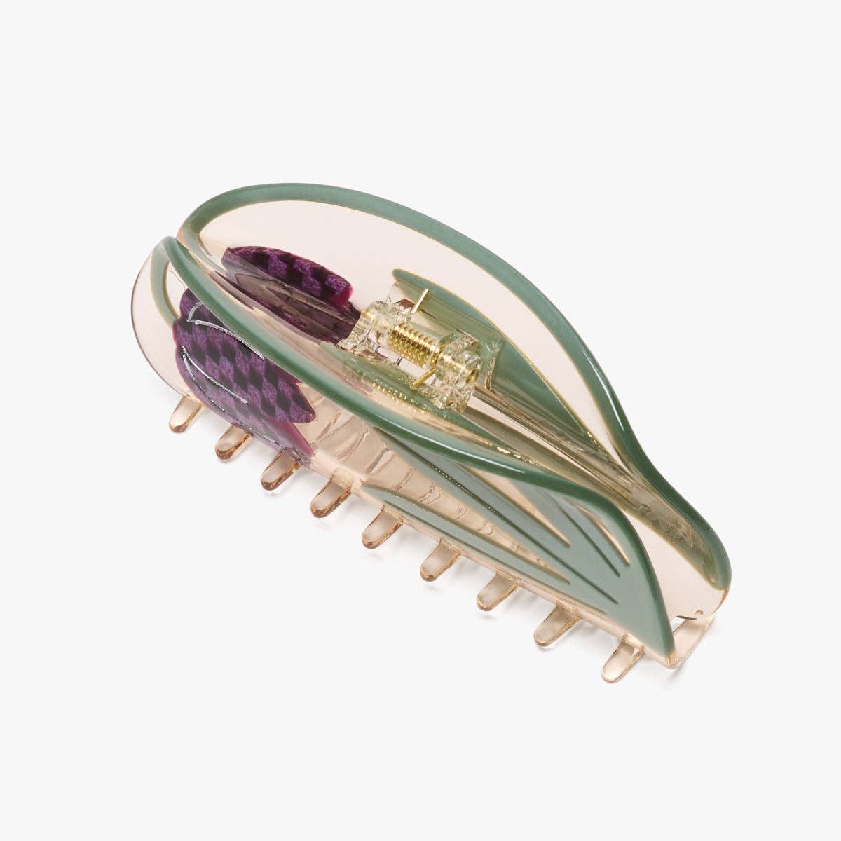 Fritillaria Tulip Checkered Flower Large Acetate Claw Clip - Gather Goods Co.