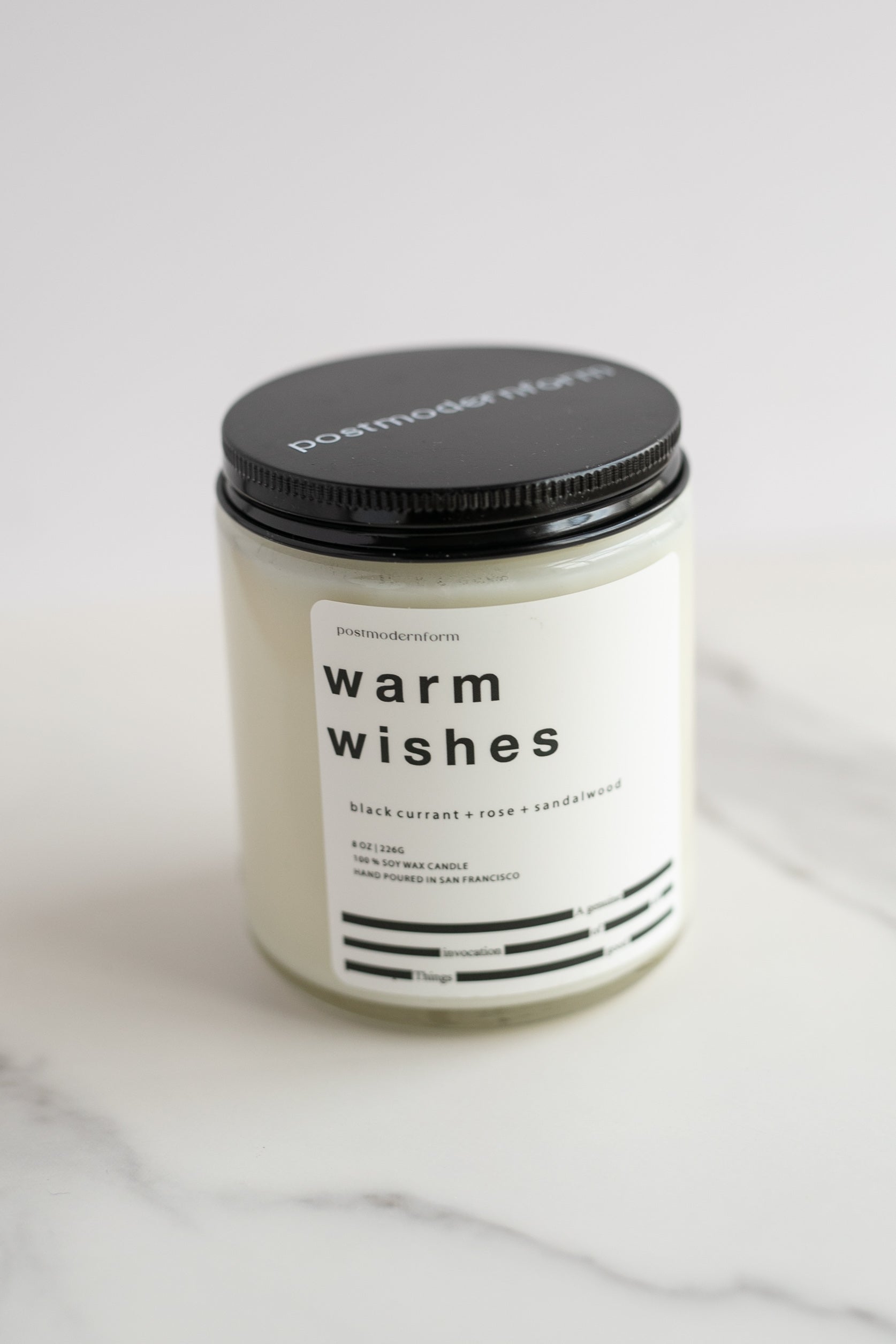 Black currant + rose + sandalwood candle, Warm Wishes - Gather Goods Co.