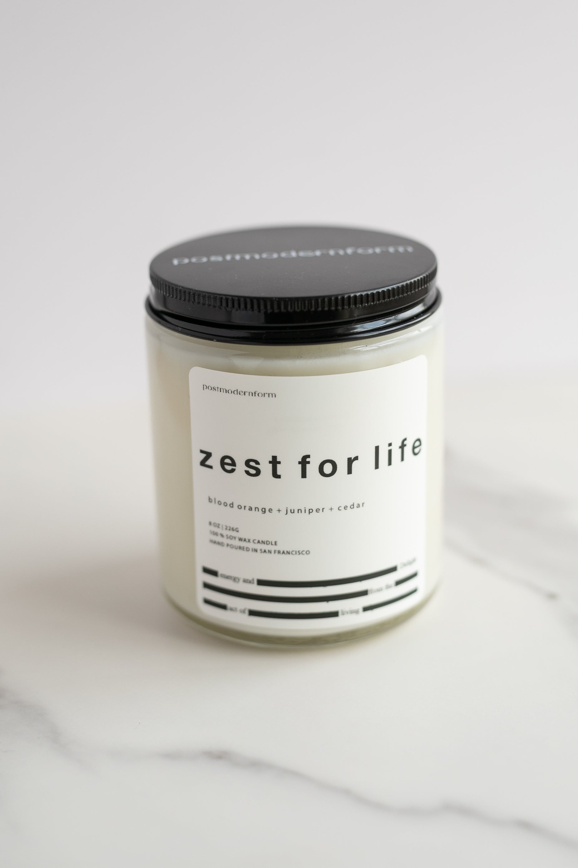 Blood orange + juniper +cedar soy wax candle, Zest for Life - Gather Goods Co.