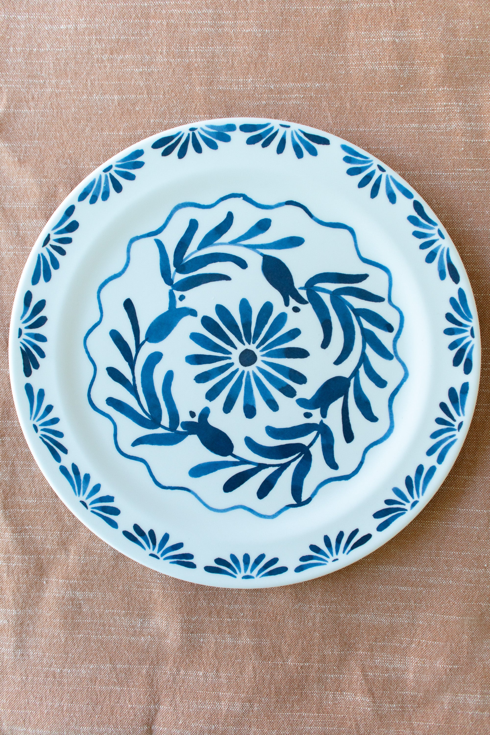 Blue & White Melamine Salad Plate, 8.5