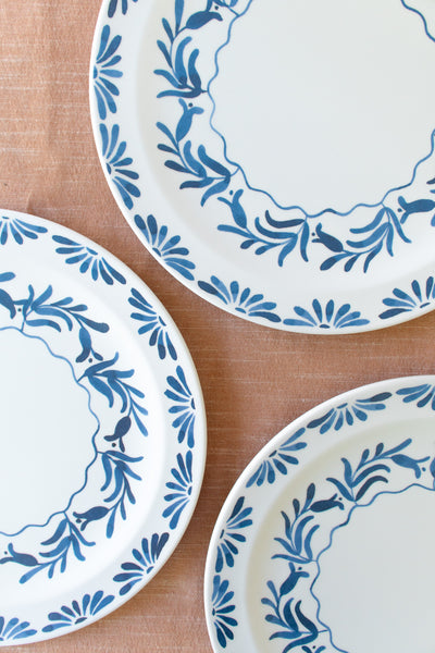 Blue White Melamine Dinner Plates, Unbreakable Tableware
