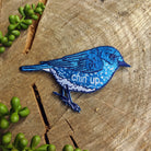 Iron-on patch | chin up blue bird - 3.75" x 2.7" - Gather Goods Co.