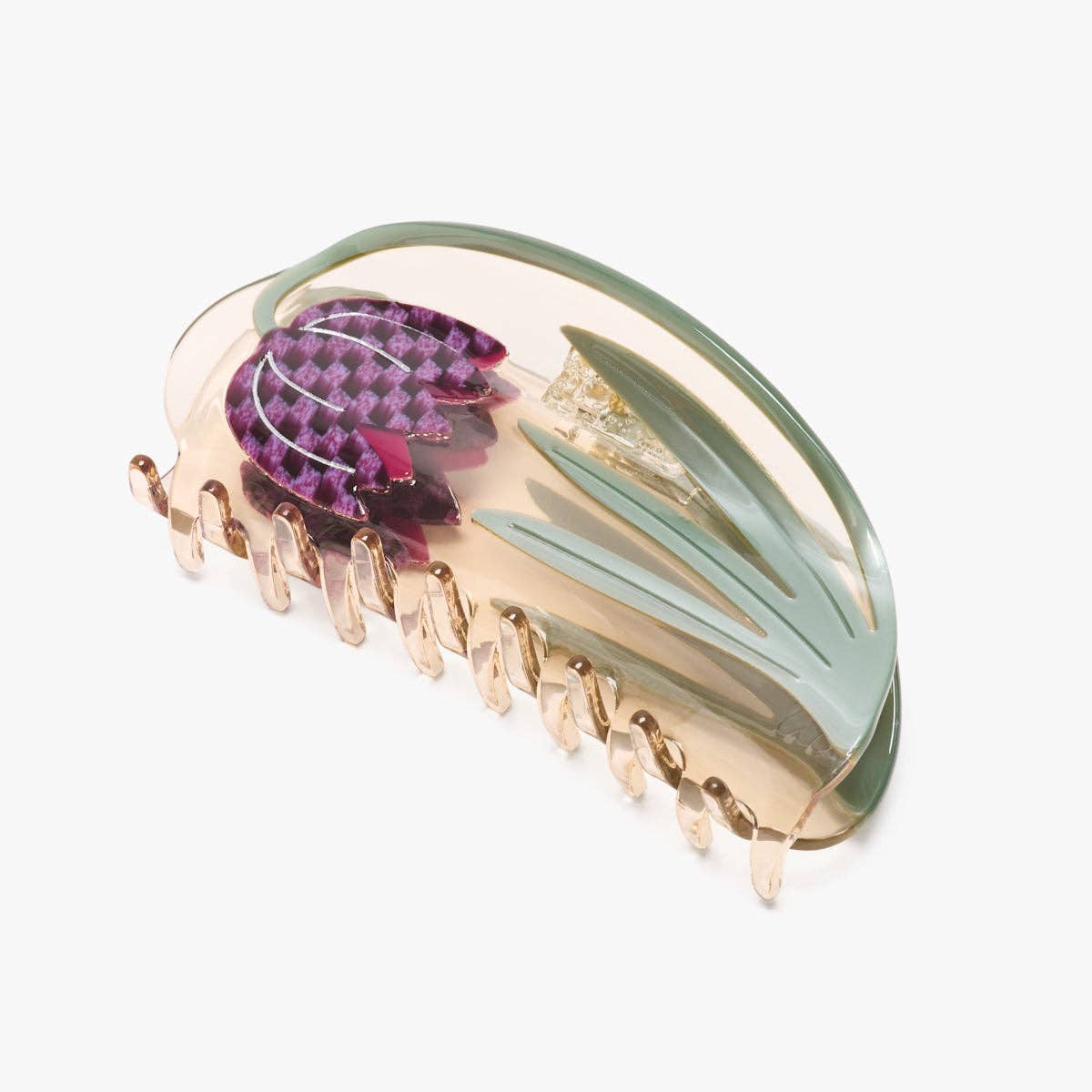 Fritillaria Tulip Checkered Flower Large Acetate Claw Clip - Gather Goods Co.