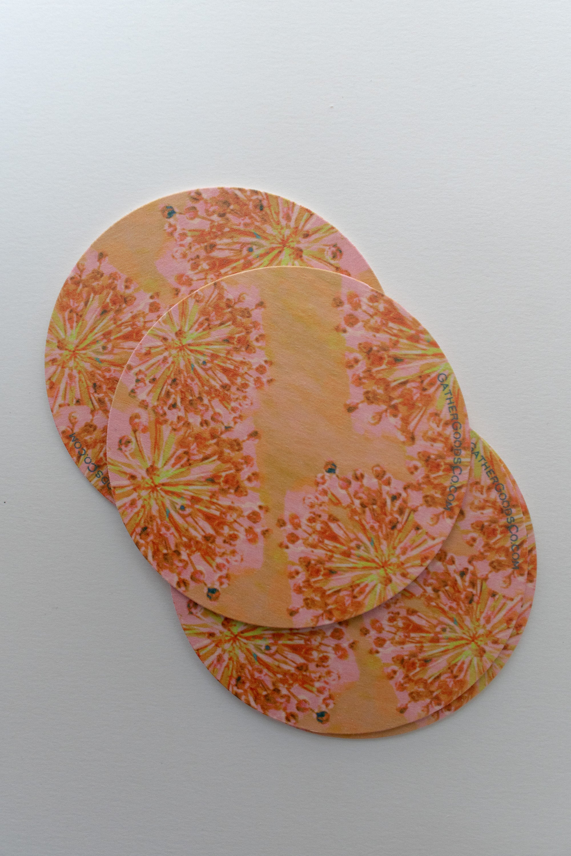 Golden Floral Pop Coasters, Set of Four - Gather Goods Co.