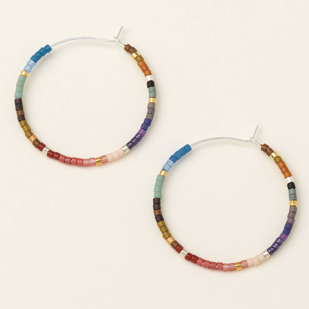Rainbow Beaded Small Hoop Earrings - Gather Goods Co.