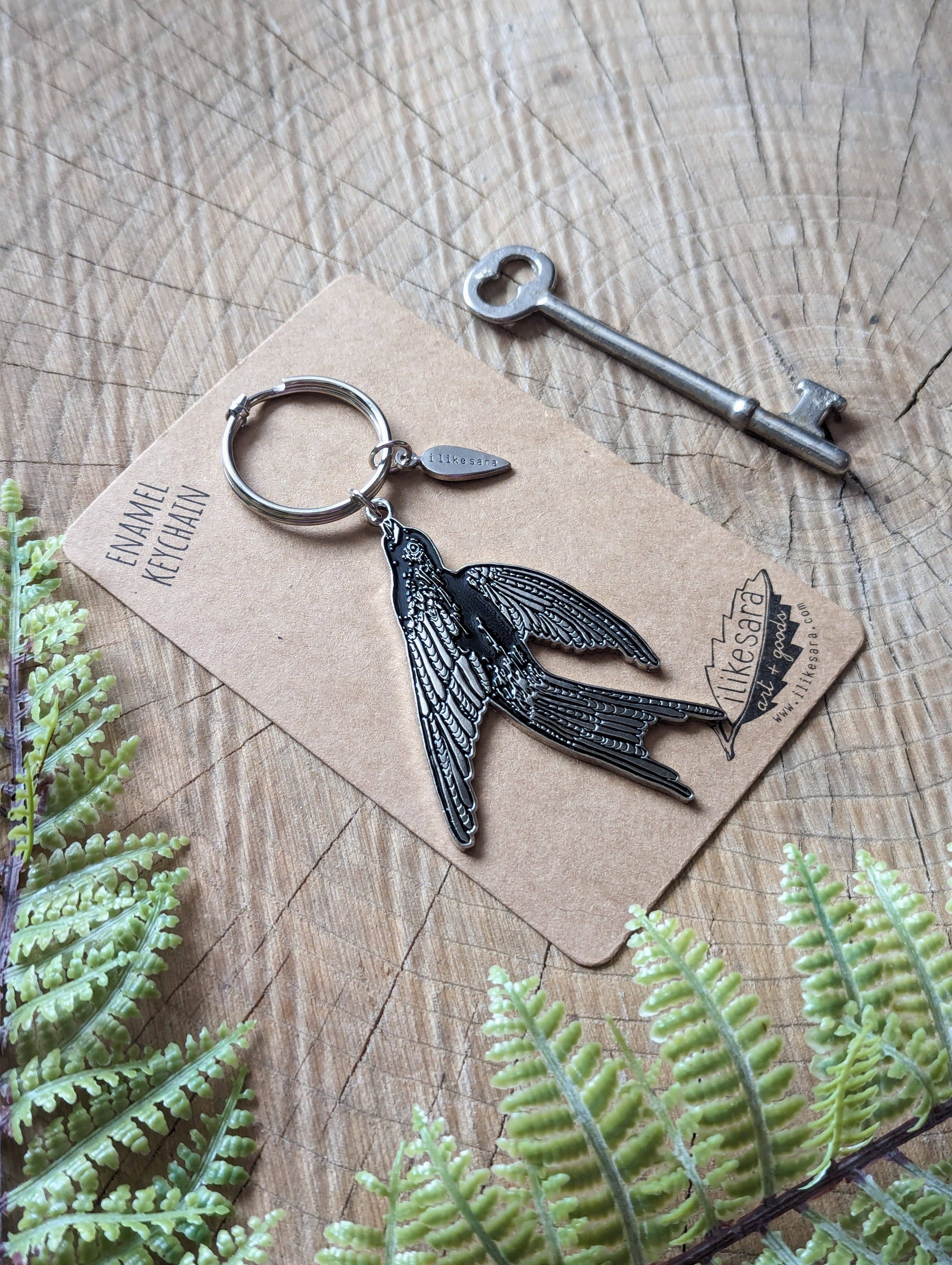 Bird Keychain, Purse Charm, Metal enamel - Gather Goods Co.