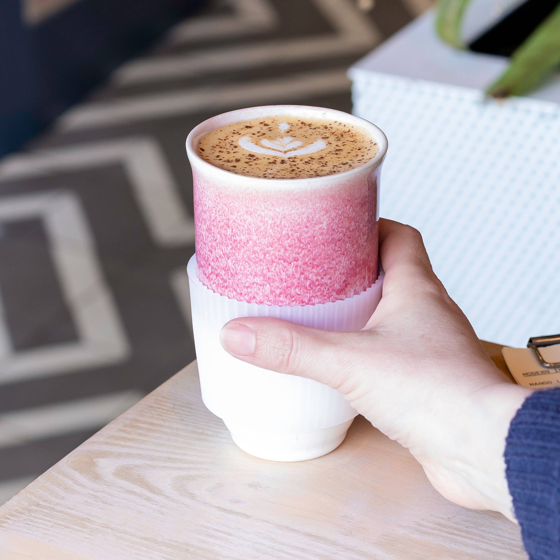 Bright Pink 16oz Ceramic Mug – (Includes Lid & Band) - Gather Goods Co.