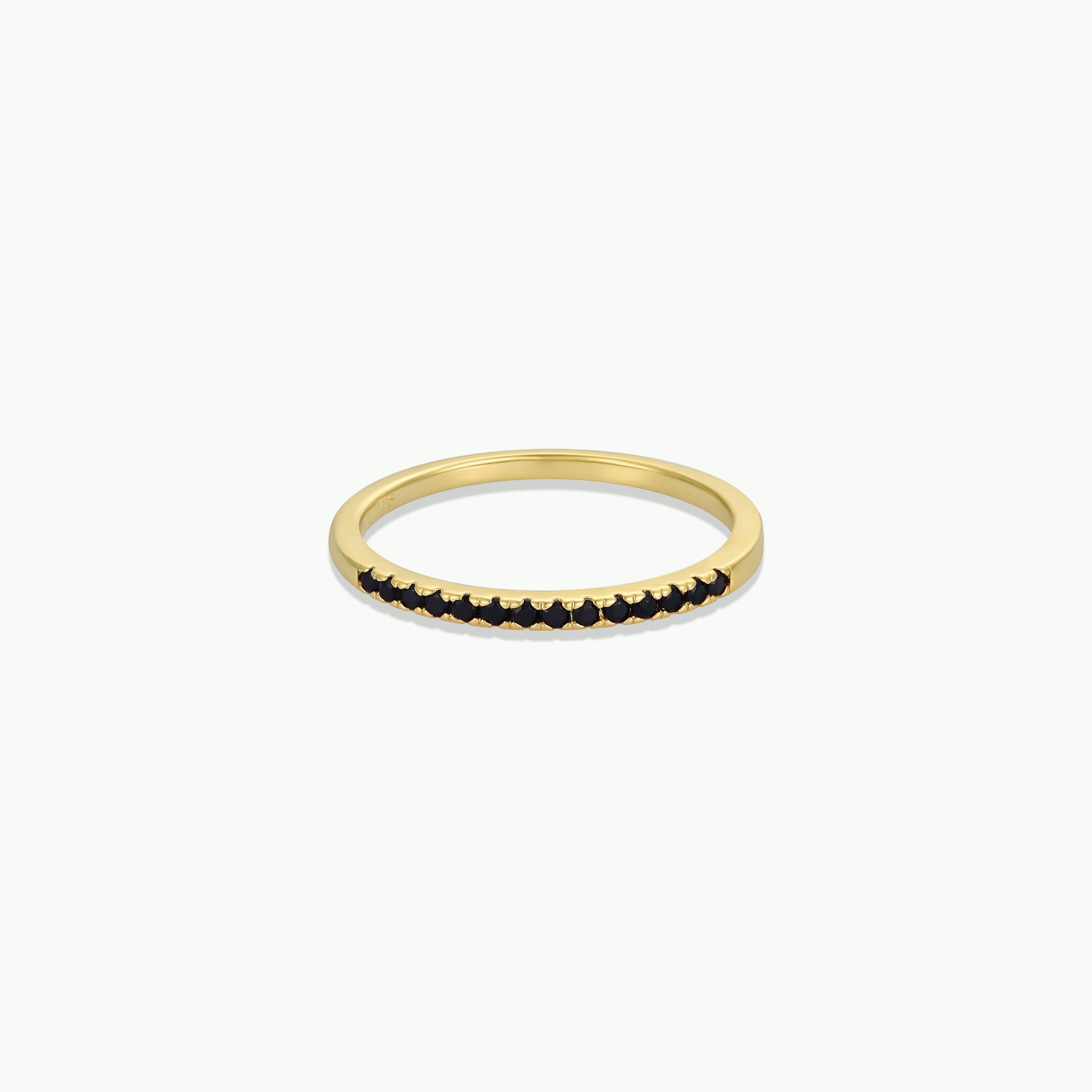 Gold Rings - Half Pave - Black CZ - Gather Goods Co.