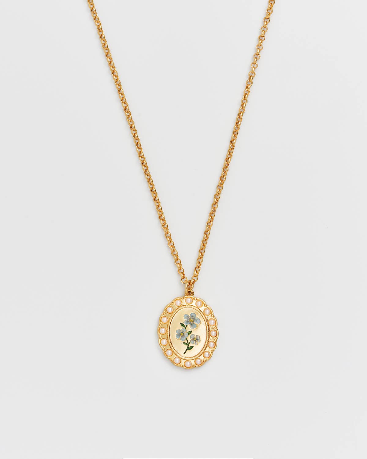 Forget Me Not Cameo Necklace - Gather Goods Co.