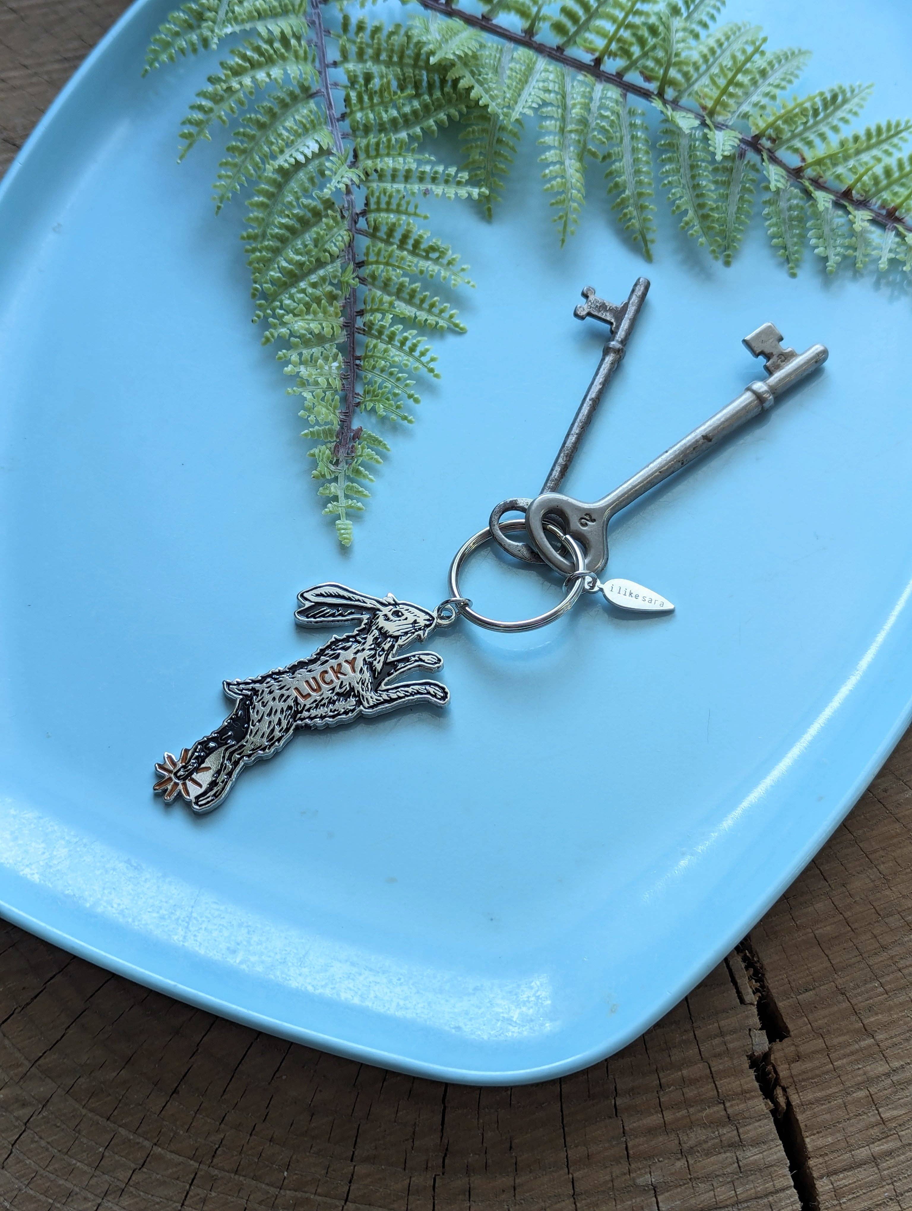 Lucky Rabbit Foot Keychain, Metal enamel keychain, Purse Charm - Gather Goods Co.