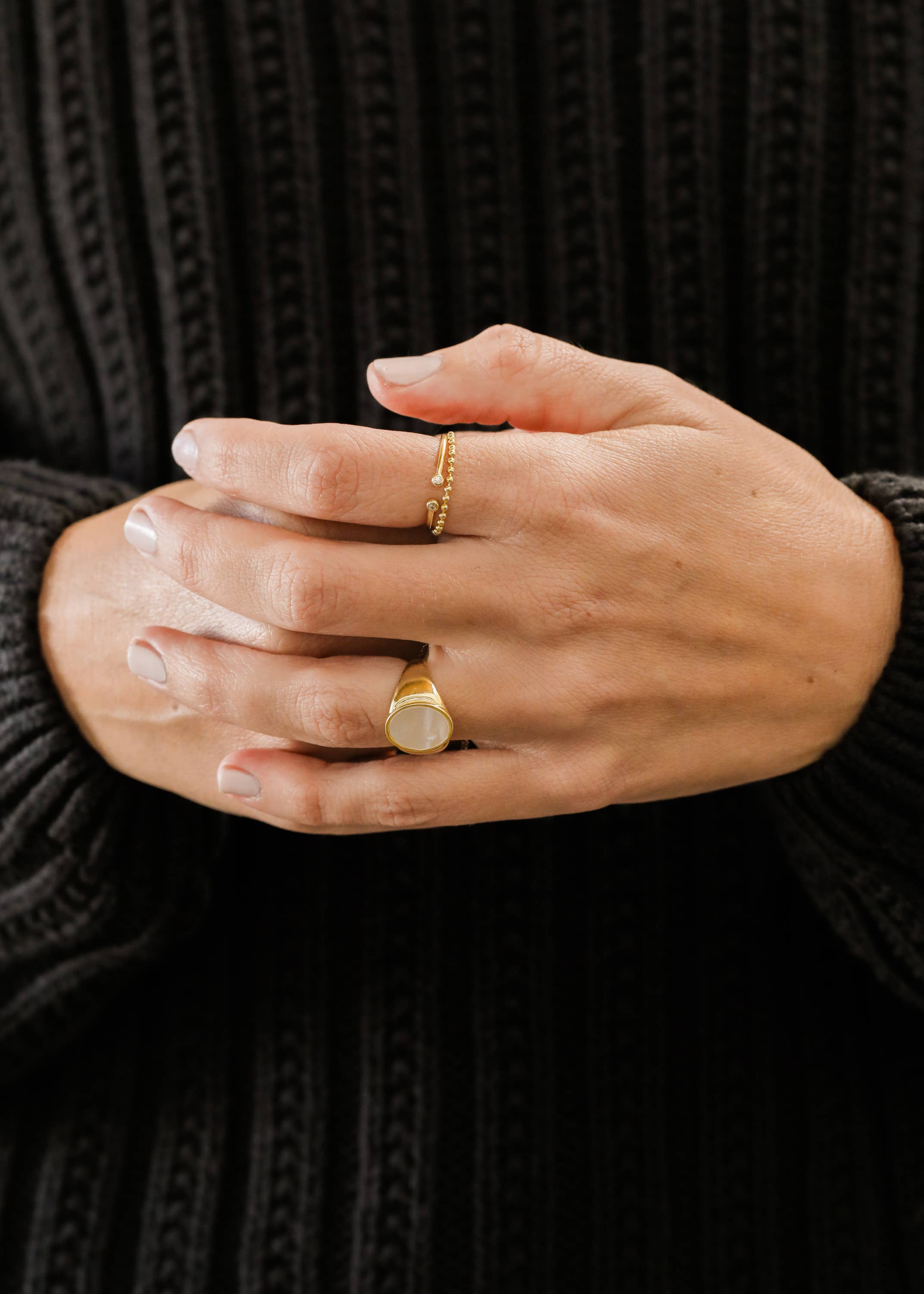 Gold Rings - Mother of Pearl Signet - Gather Goods Co.