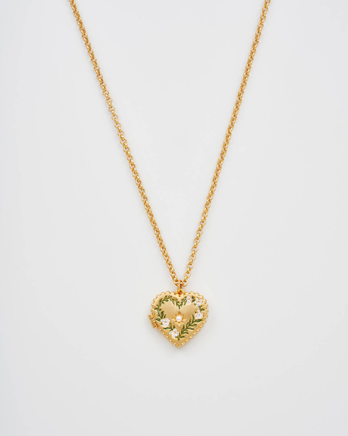 Gaia Lily Heart Locket Necklace - Gather Goods Co.
