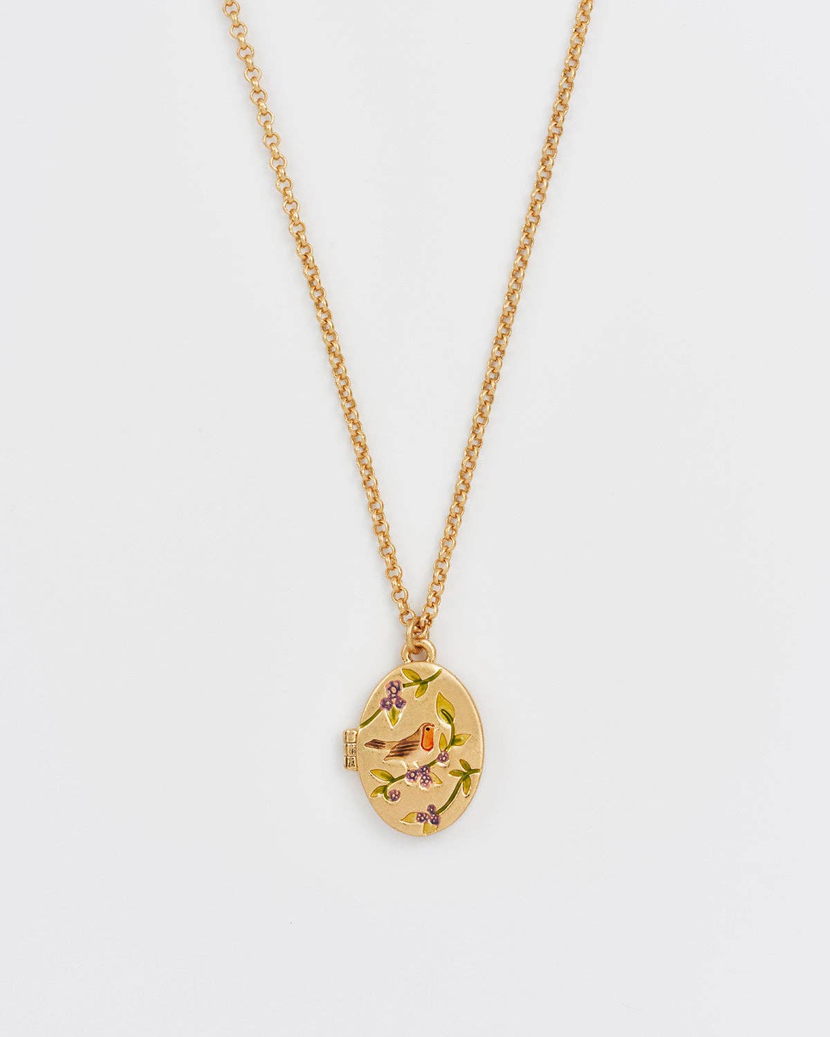 Robin & Blackberry Gold Oval Locket Necklace - Gather Goods Co.
