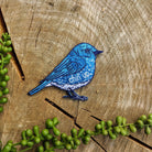 Iron-on patch | chin up blue bird - 3.75" x 2.7" - Gather Goods Co.