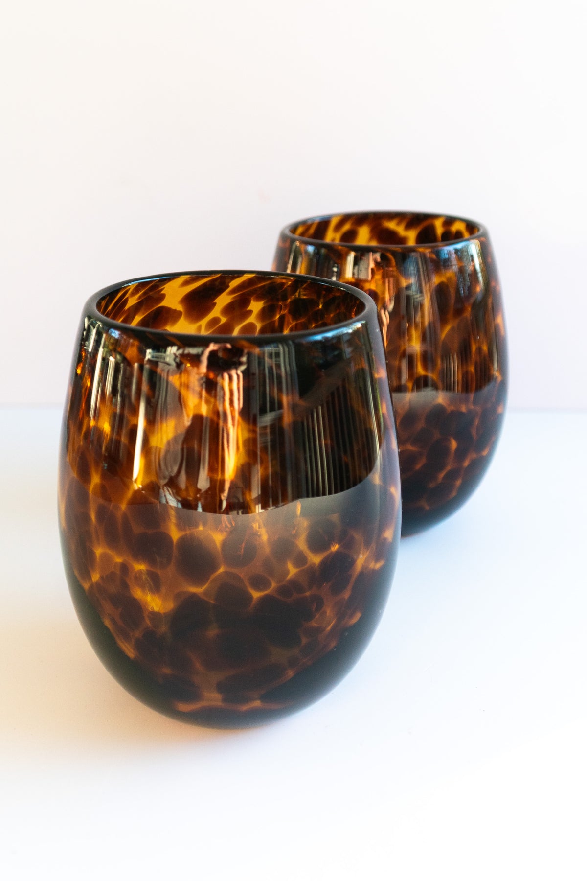 Tortoiseshell Drinking Glass, Stemless Wine Glass - Gather Goods Co.