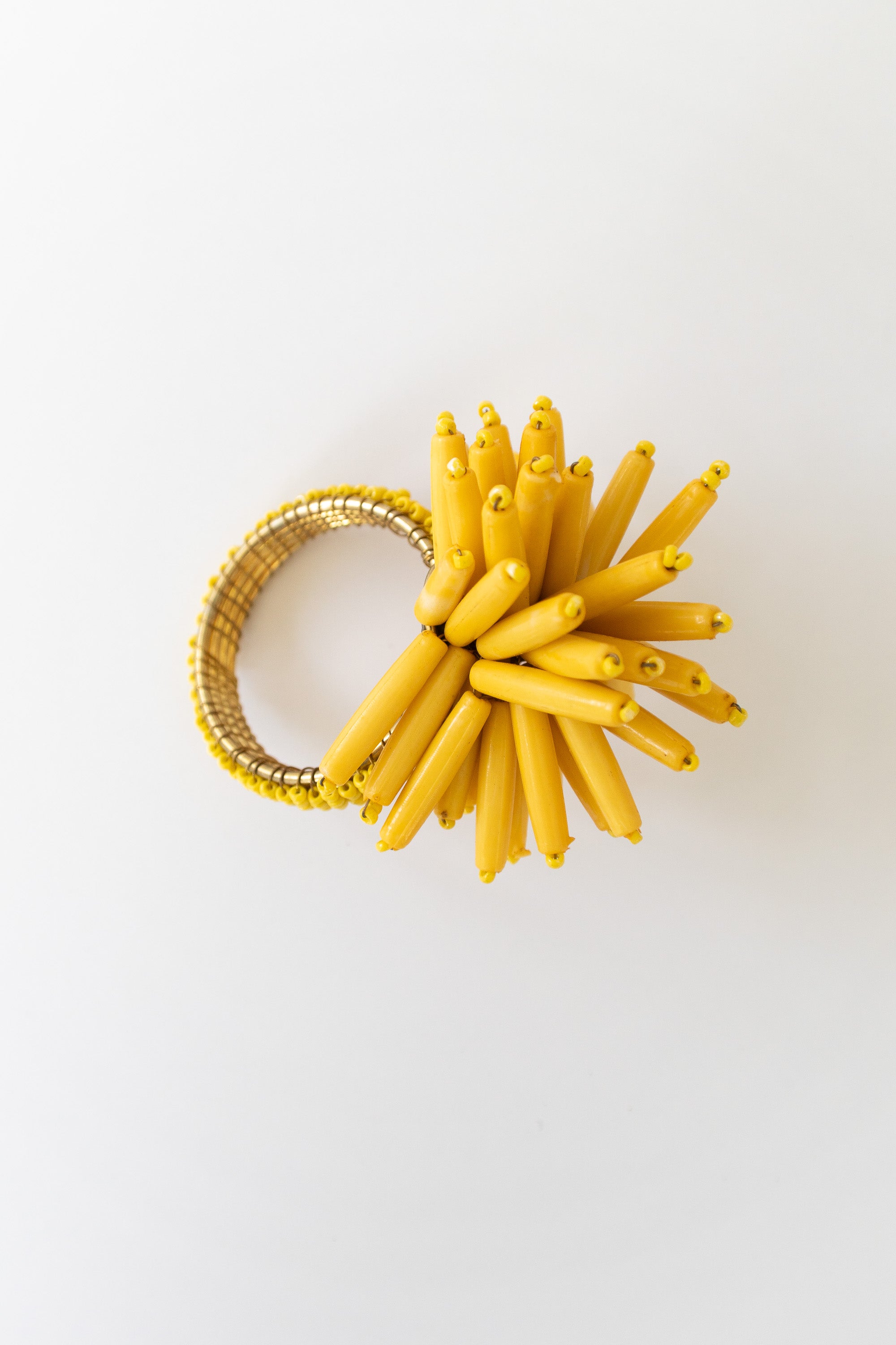 Yellow Beaded Napkin Ring Gather Goods Co