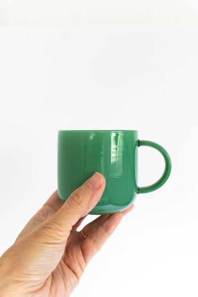 Retro Jade Glass Mug, Dark Green - Gather Goods Co.