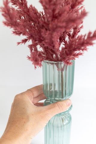 Green Glass Hourglass Vase