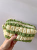 Striped Makeup Bag with Ruffled Fabric