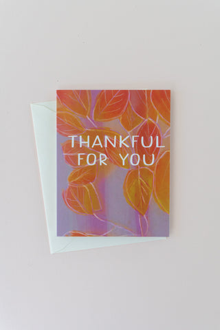 Thankful for You, Fall Card with Autumn Leaves