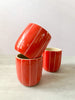 Red Ceramic Cup with Pink Stripes