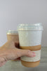 Ceramic Travel Mug, To Go Cup, White & Cream