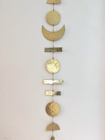 Brass Wall Hanging / Mobile, 25" t x 4"w