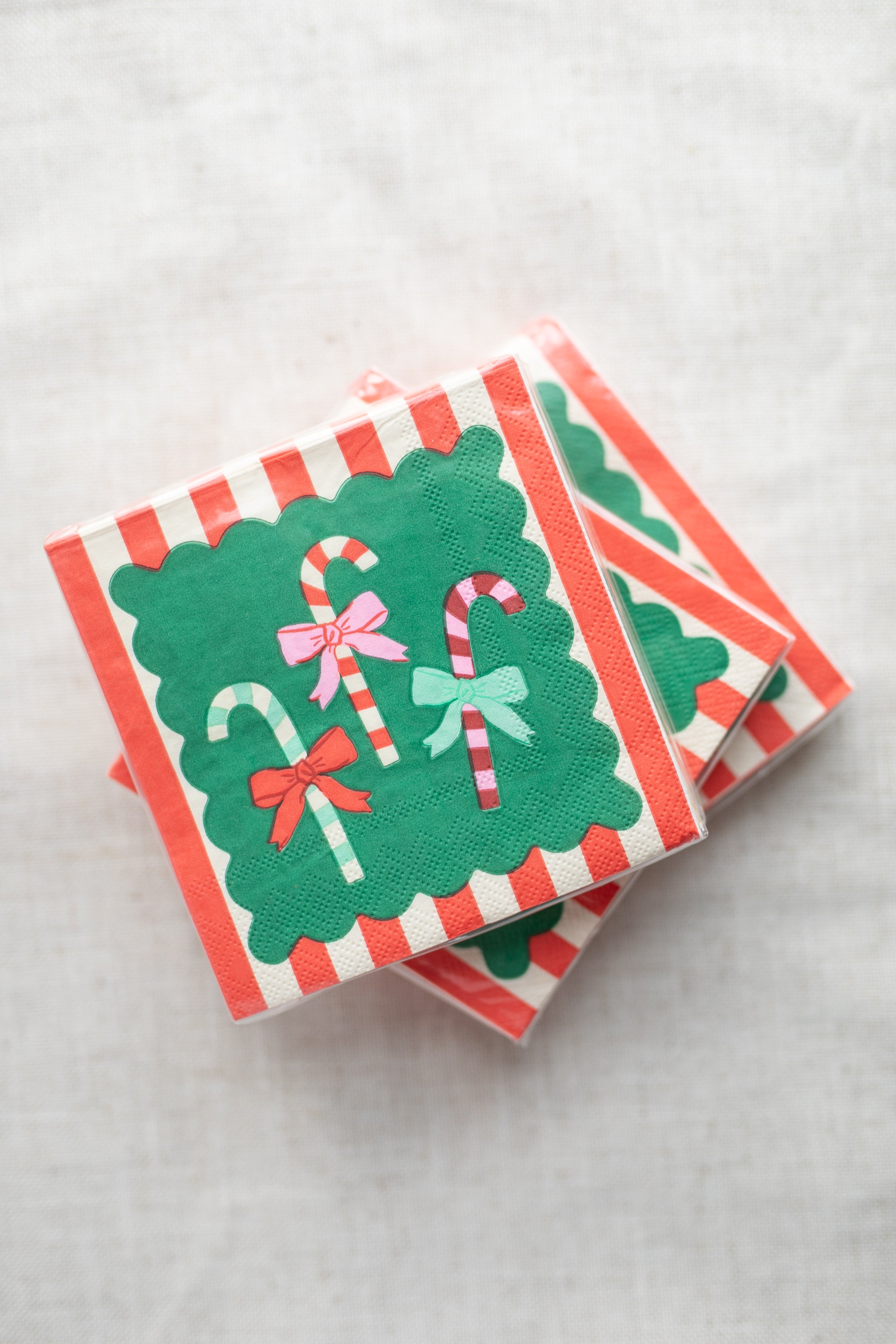 Holiday Christmas Cocktail Napkins | Candy Cane Stripe - Gather Goods Co.