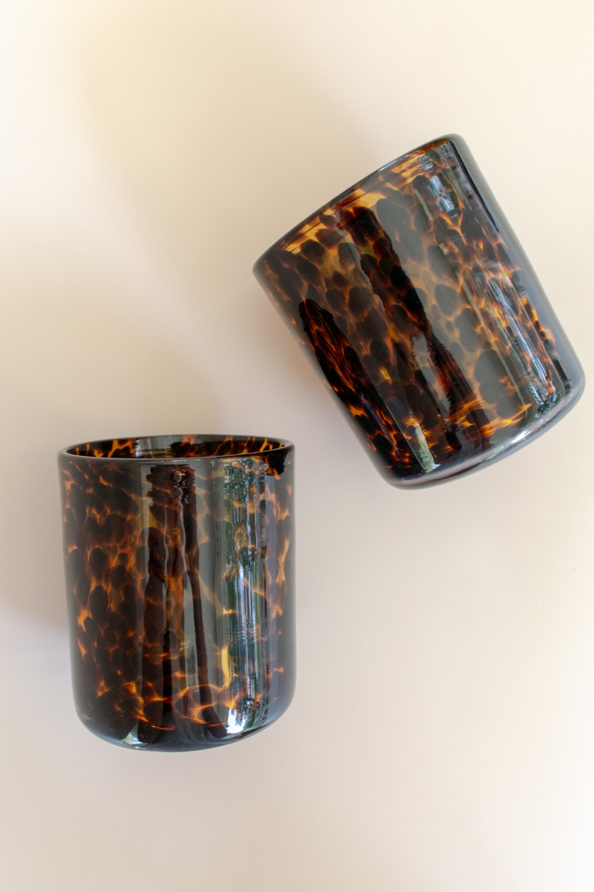 Brown Tortoise Shell Spotted Drinking Glass - Hand-Blown Glassware ...