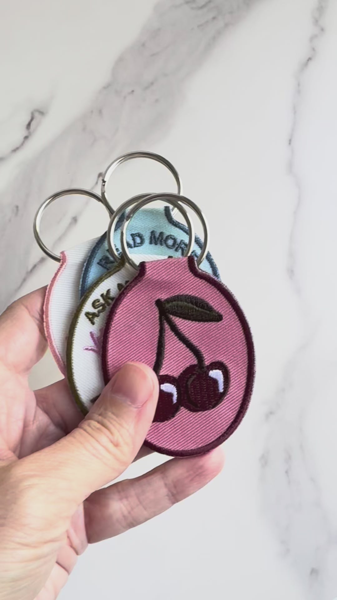 Cherry Embroidered Keychain - Gather Goods Co.
