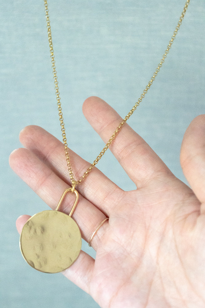 Brass Circle Pendant Necklace - Gather Goods Co - Raleigh, NC