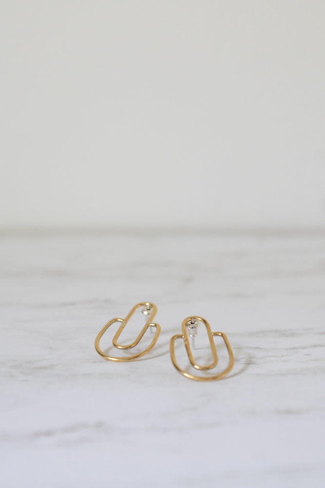 Brass Deco Arch Earrings - Gather Goods Co - Raleigh, NC