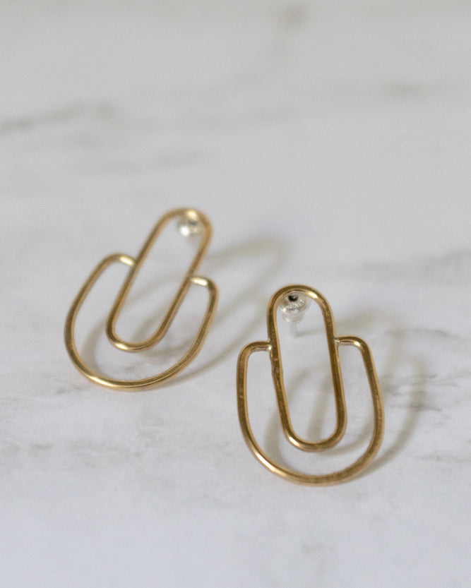 Brass Deco Arch Earrings - Gather Goods Co - Raleigh, NC