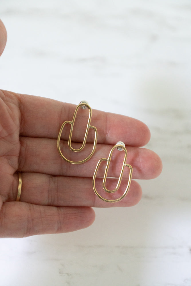 Brass Deco Arch Earrings - Gather Goods Co - Raleigh, NC