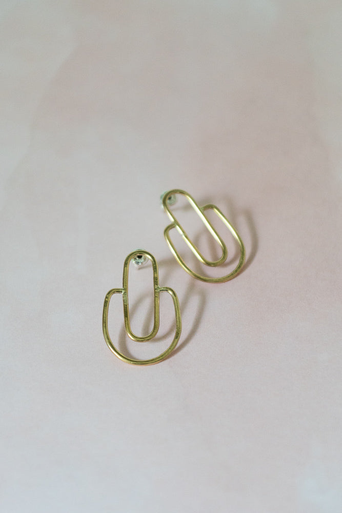 Brass Deco Arch Earrings - Gather Goods Co - Raleigh, NC