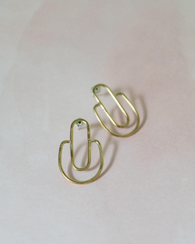 Brass Deco Arch Earrings - Gather Goods Co - Raleigh, NC