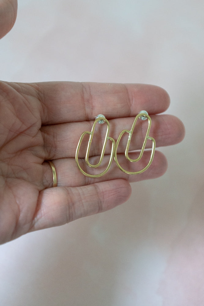 Brass Deco Arch Earrings - Gather Goods Co - Raleigh, NC